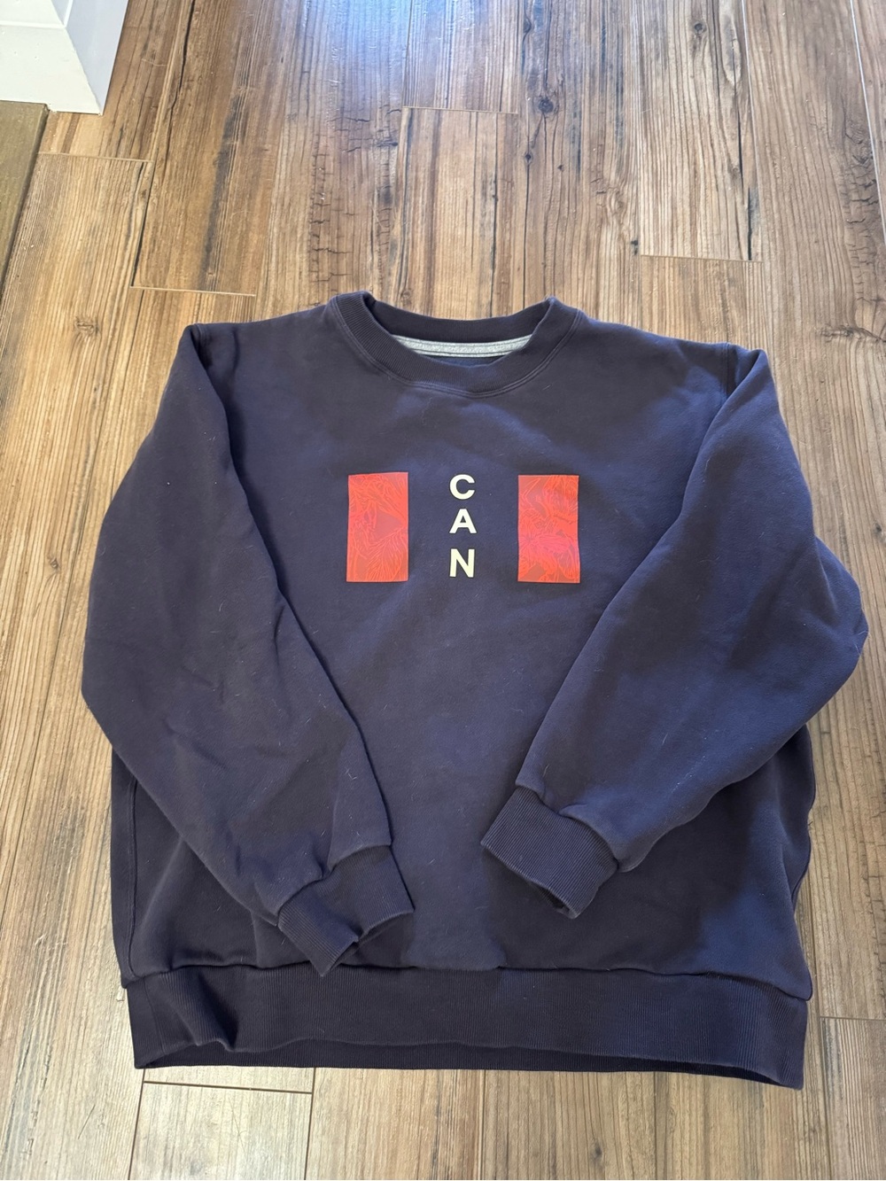 lululemon athletica Navy Crewneck Sweatshirt with Red Panels